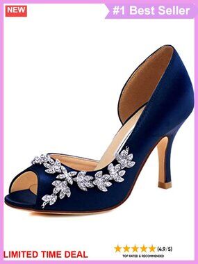 Rhinestone Peep Toe D'Orsay High Heel Wedding Pumps